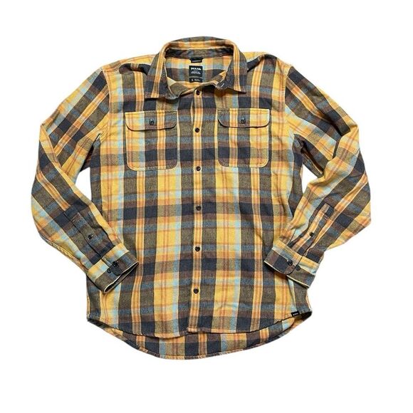 PRANA Westbrook Flannel Yellow Plaid Size Large - Picture 2 of 6